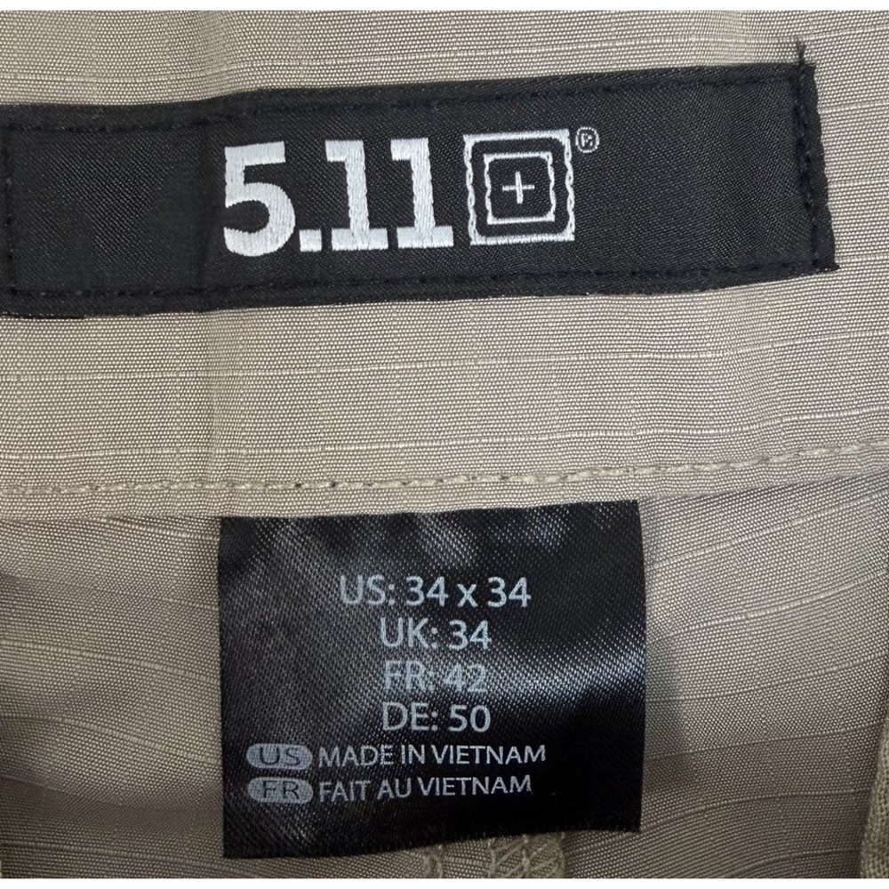 5.11 Tactical Fast-Tac Urban Mens Pants 34x34 Khaki RipStop Utility Hiking 74461 - Picture 2 of 10